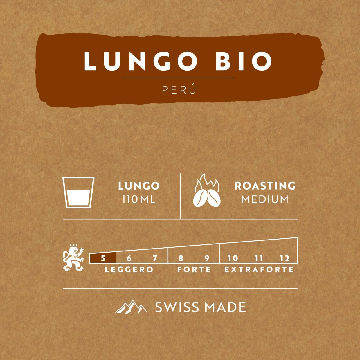 Café Royal Peru Lungo Bio – Capsules de café compatibles Nespresso®, 100% Arabica du Pérou, crémeux, Intensité 5/12, Commerce équitable, 100 capsules