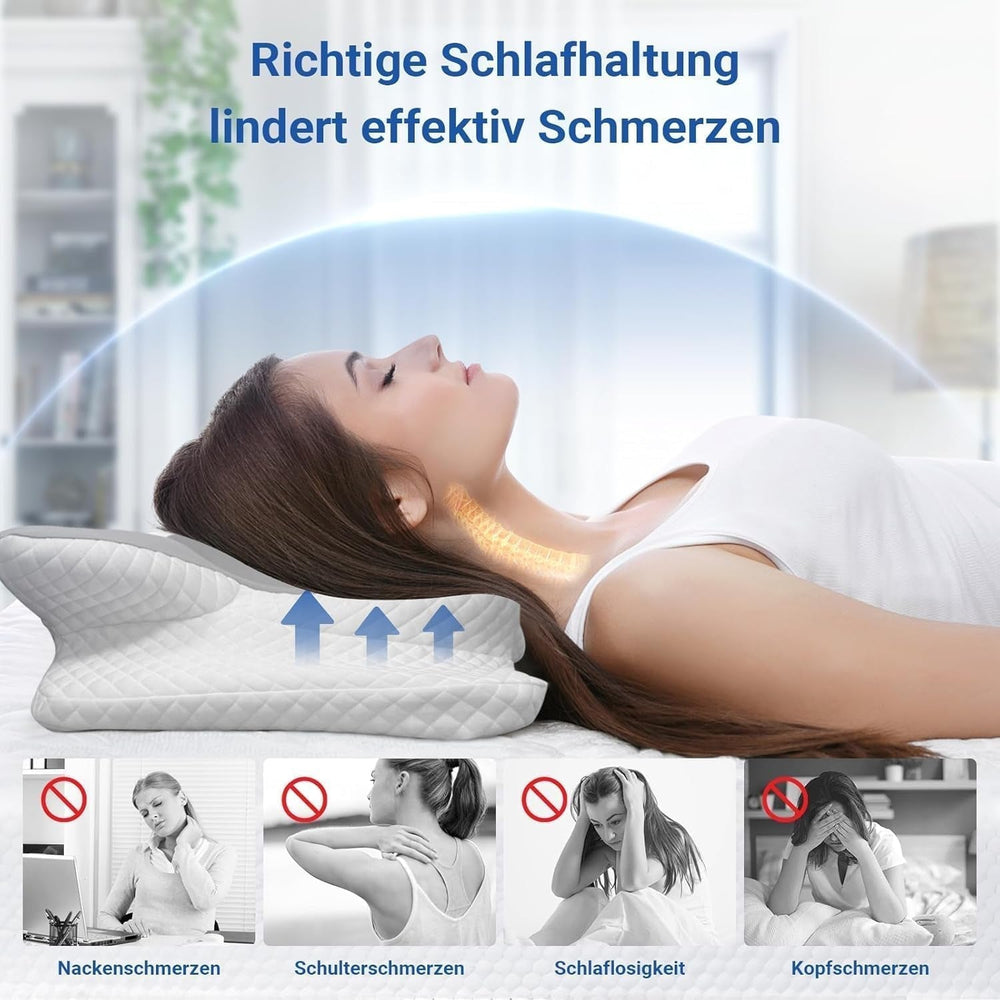 Oreiller orthopédique ergonomique en mousse à mémoire de forme Hothands Oreiller de soulagement des douleurs abdominales sur le côté du dos Améliore la qualité du sommeil 62X41X13 / 11Cm Oreillers orthopédiques cervicaux Naty Shop