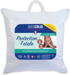 Bleu Câlin lot de 2 oreillers anti-acariens, anti-insectes, confort moelleux, 60 X 60 Cm, housse microfibre, protection intégrale, oreillers standard Naty Shop blanc