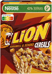 Cereale LION, Cereale de ciocolată cu caramel și 41% făină integrală, pachet 8 x 400 grame Cereale Naty Shop