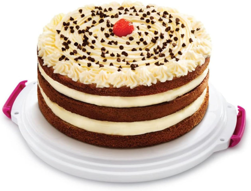 Recipient pentru prăjituri Metaltex, reglabil pe înălțime, polipropilenă, alb/transparent, ⌀ 30 cm, înălțime reglabilă de 8 și 15 cm Cutii depozitare alimente Naty Shop