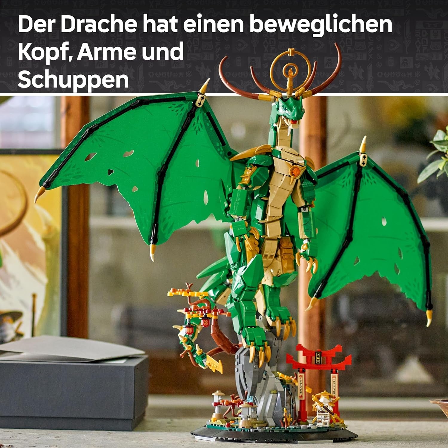 LEGO NINJAGO Wächterdrache Bauset - Avec Drachenfigur, Meister Wu Minifigur & Ständer - Jeu de construction pour jeunes à partir de 14 ans et adolescent 71847