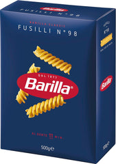 Barilla Pasta Classic Fusilli No. 98 de blé dur de haute qualité, toujours al dente, Chili, Spaghetti, Fusilli, Penne, Italien, 500g