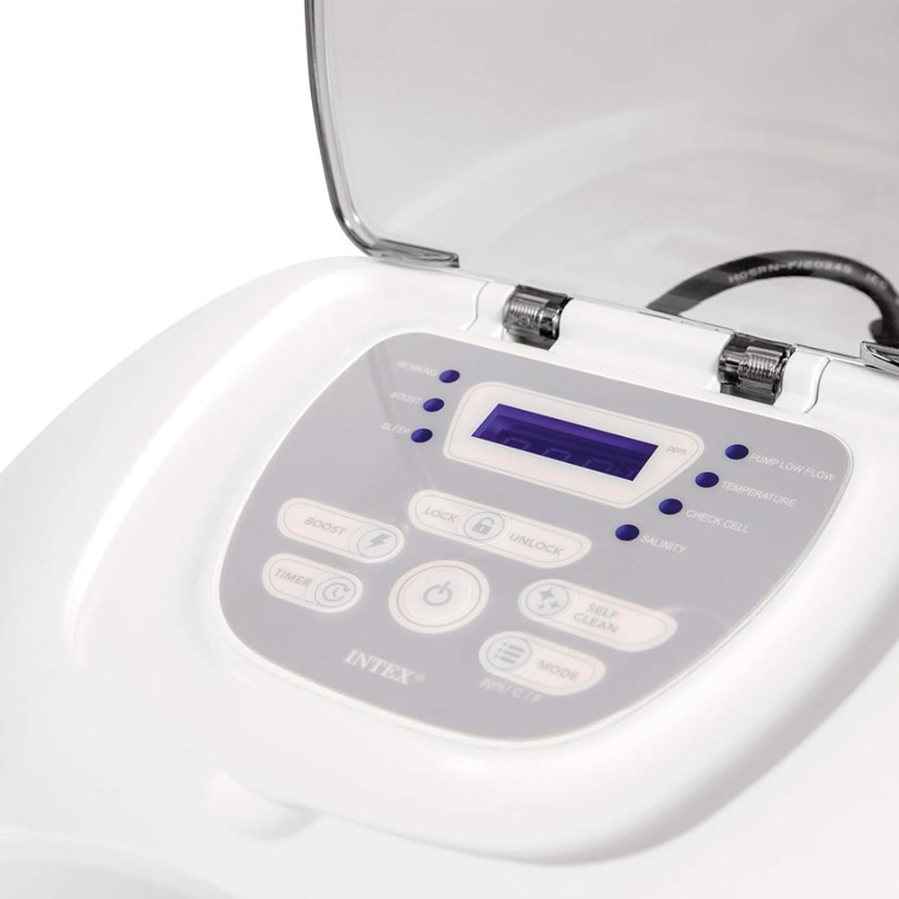 Intex 26670 Krystal Clear Système de filtration d'eau salée pour pompe de filtration 2650-12112 L/h pour petites piscines jusqu'à 56800 L Plastique Blanc