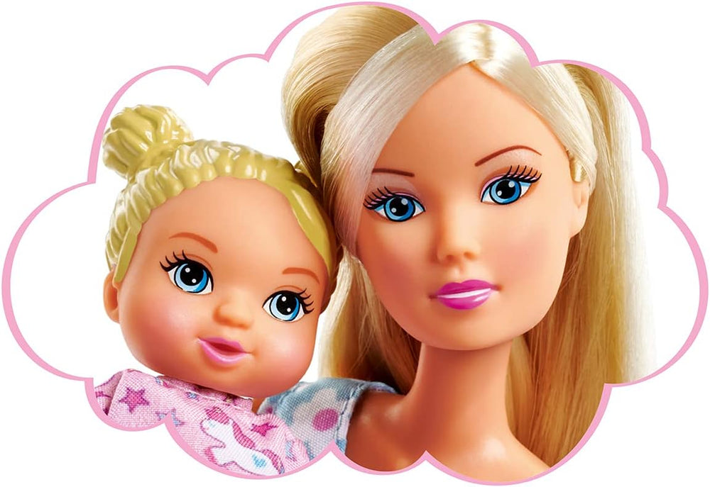 Simba Steffi Love Sweet Dreams / Jolie poupée et berceau / avec fonction qui brille dans le noir / 12 pièces / 29 cm / Pour les enfants à partir de 3 ans