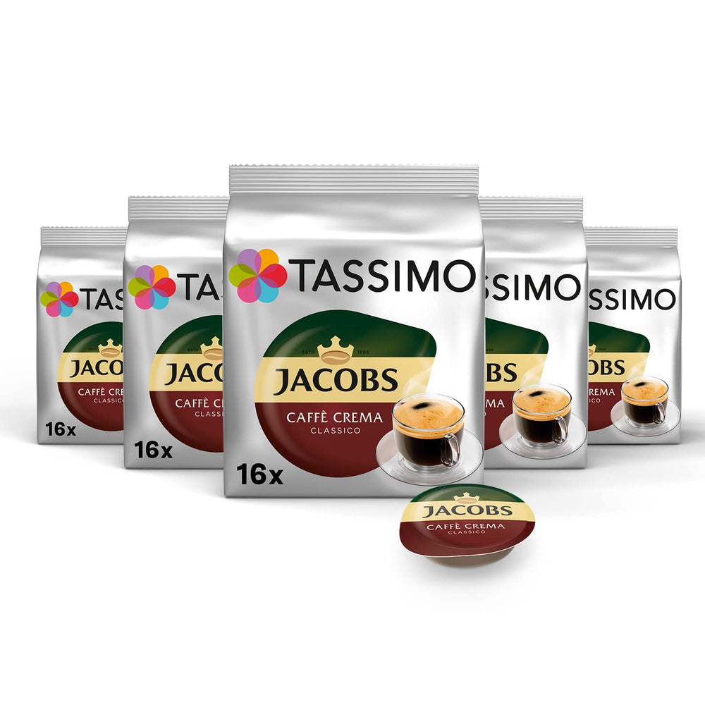 Tassimo Kapseln Jacobs Caffè Crema Classico, 5 x 16 tampons, 80 Kaffeekapseln