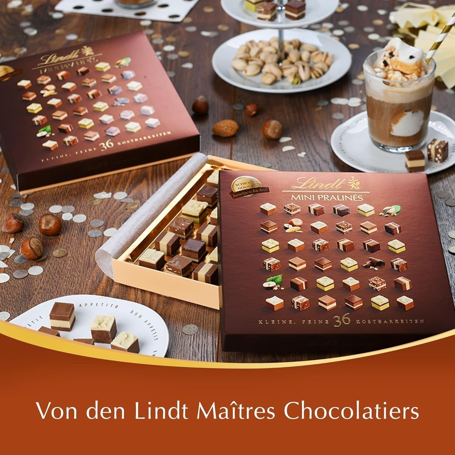 Chocolat Lindt - Nougat Mini Pralinés, 165 grammes, boîte de 36 pralines Naty Shop Chocolates