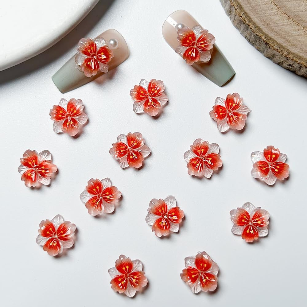 50Pcs 3D Blume Nagel Charms Nägel Zubehör Nageldesign Glitzersteine ​​​​Nailart Strasssteine ​​​​Fleur Nail Charms Lumineux Fleur Nail Art Charms Bunte Blumen Deko Nagel Steinchen Fleurs Nail Strass