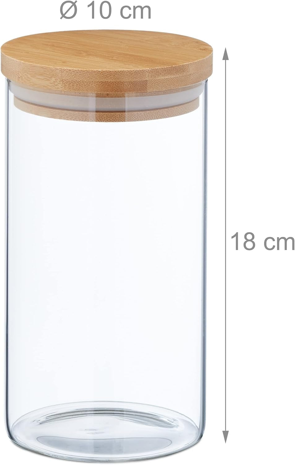 Bocal de Conservation Relaxdays avec Couvercle en Bambou Lot de 3 Bocaux Ronds en Verre 1000 ml Anti-fuite Transparent/Naturel 18x10 cm Boite de Conservation Alimentaire Naty Shop