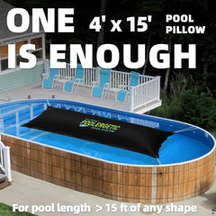 Coussin de Piscine Hors Sol Grande Housse d'hiver Coussin d'hiver 0,4 mm d'épaisseur Bâche de Piscine Robuste Coussin d'air avec Cordes Noir 2 pièces