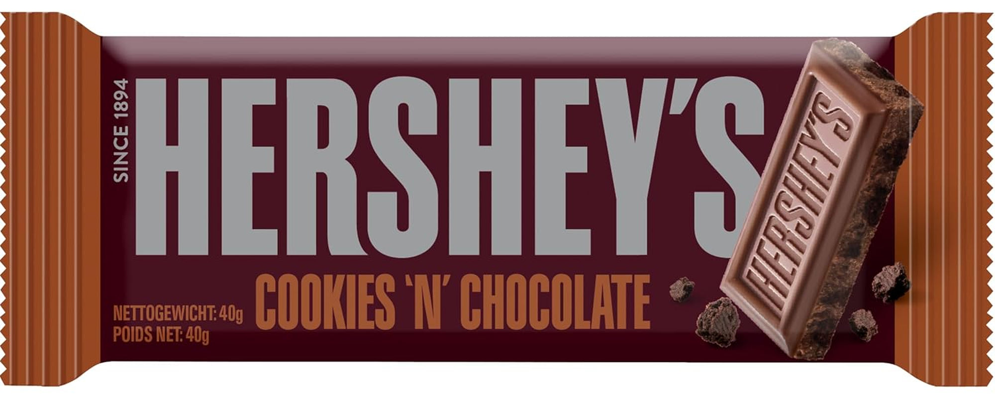 Cookies 'n' Chocolate, paquet de 24 (24 x 40g) - Chocolat au lait fondant avec des morceaux de biscuits croquants