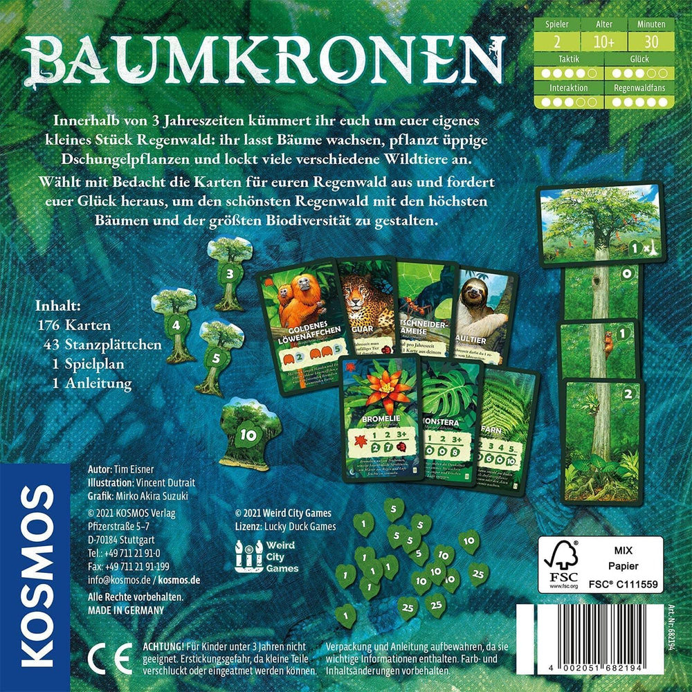 Kosmos 682194 Treetops, Under the Rainforest Canopy, jeu pour deux joueurs, jeu de société, jeu de société à partir de 10 ans sur la forêt tropicale, les arbres, les plantes et les animaux