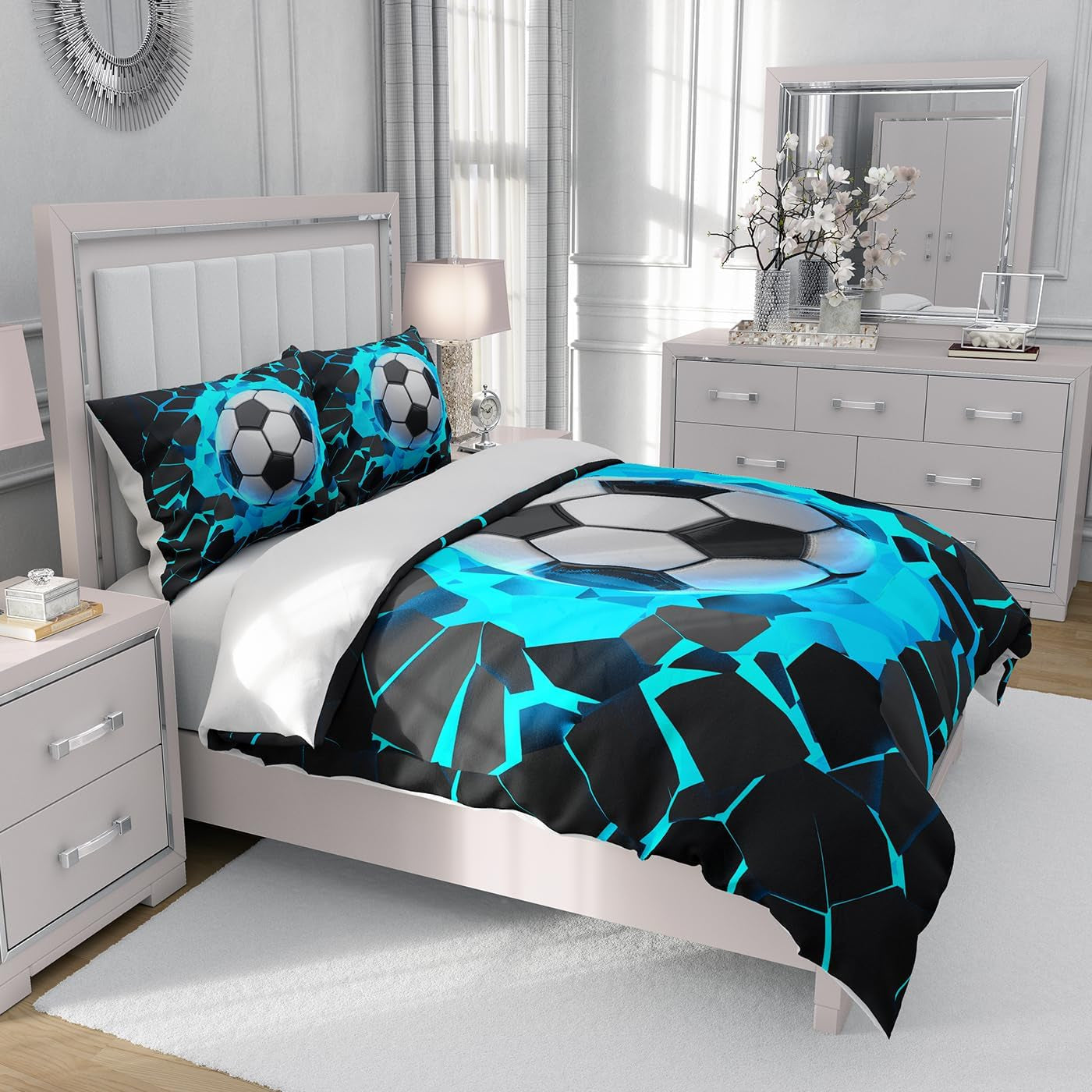 Lenjerie de pat pentru copii, fotbal, microfibre de poliester Lenjerie de pat - copii Naty Shop