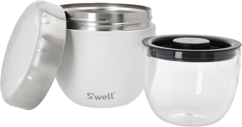 Eats Bol alimentaire 2 en 1 avec couvercle à vis, 636 ml, pierre de lune, verre alimentaire triple isolation, étanche jusqu'à 11 heures froides/7 heures chaudes en voyage Naty Shop