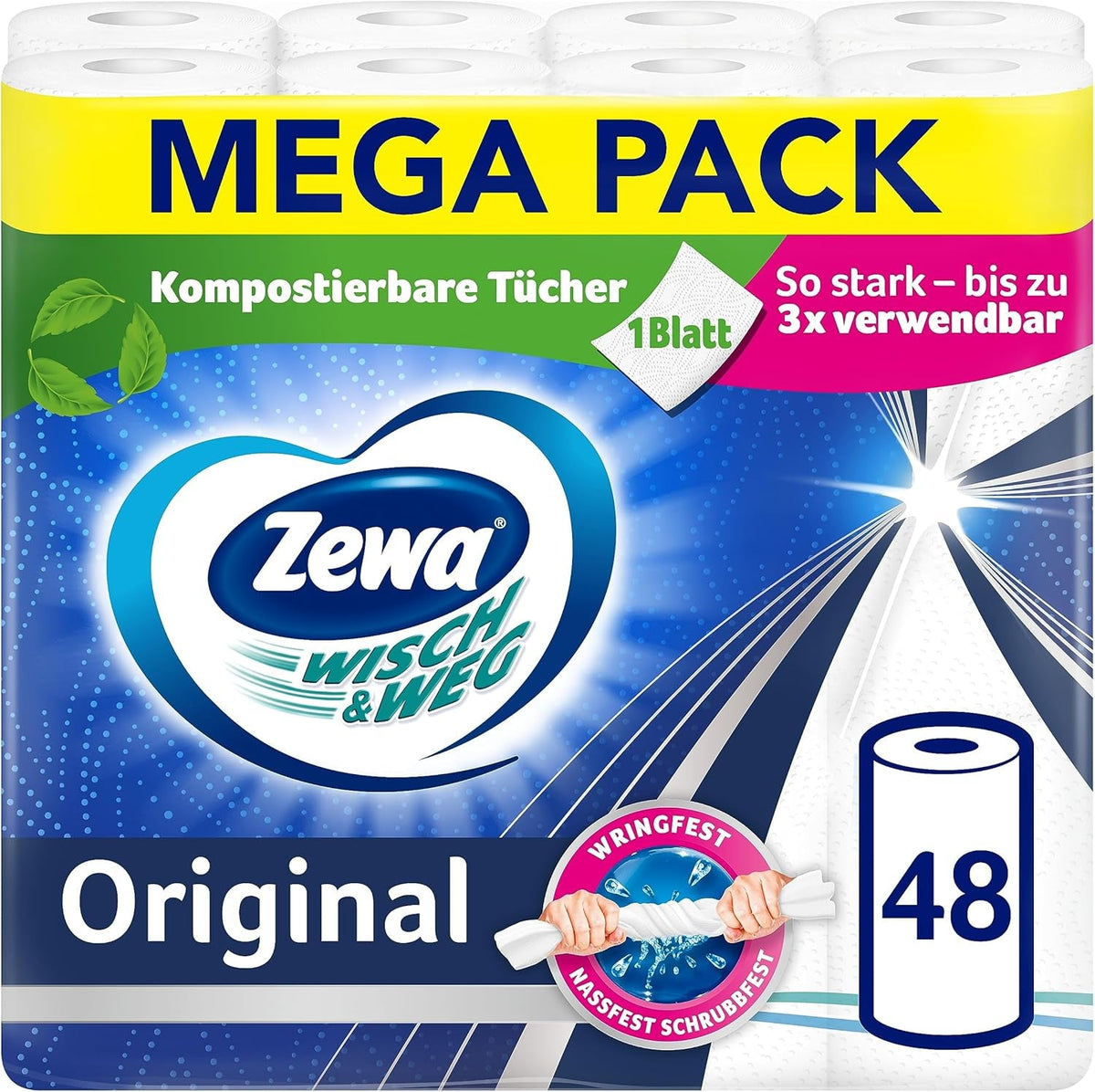 Zewa Wisch&Weg Original Mega Pack, 6 paquets, 48 ​​​​pièces (paquet de 6)
