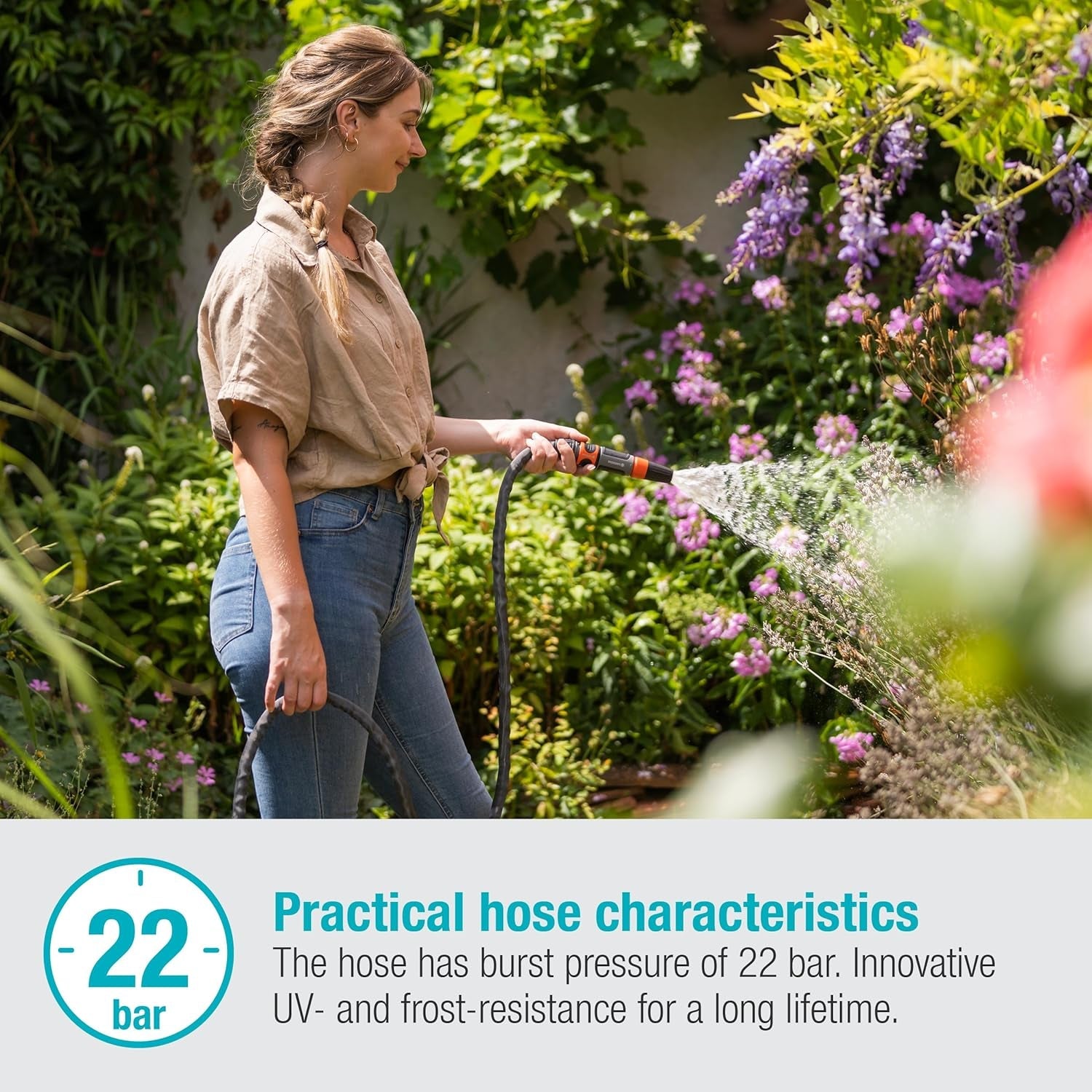 Furtun textil Gardena Liano Life 1/2 inch, set 30 m: Furtun de grădină extrem de flexibil din material textil, cu furtun interior din PVC, fără îndoituri, ușor, rezistent la intemperii (18457-20)