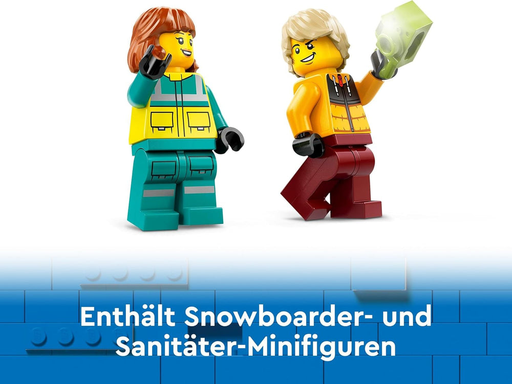 LEGO City Ambulance et snowboarder, Ambulance Playset avec voiture jouet et 2 figurines, figurine de snowboarder et paramédic, cadeau imaginatif pour garçons et filles à partir de 4 ans 60403 Jeux de construction Besuche den LEGO-Store