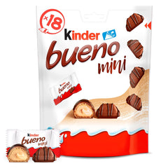 Kinder Bueno Mini - Gaufrettes croquantes au chocolat, crème de lait et noisettes et chocolat au lait fin - Friandises de carnaval - 1 sachet de mini barres emballées individuellement (1 x 108 g)