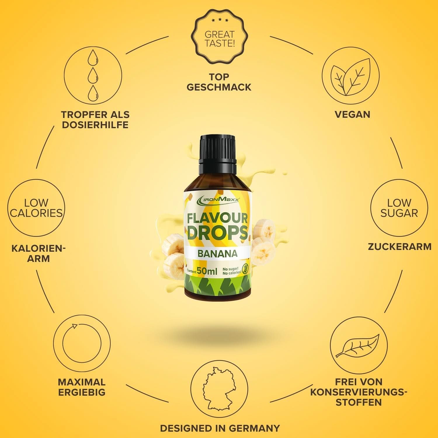 Gouttes aromatisées Ironmaxx - Sans calories et sans sucre, 50 ml Arômes Naty Shop