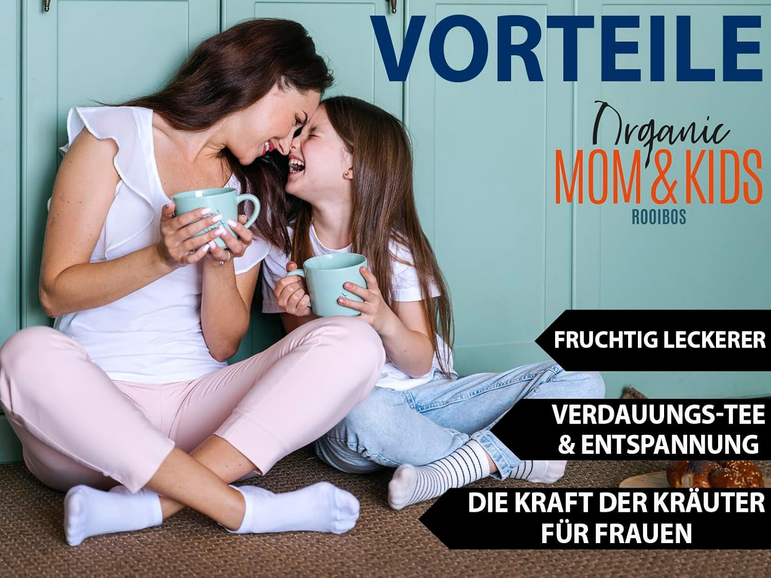 VITSTORM® BIO TEE Mom & Kids - Thé pour femme et allaitement - Rooibos, pomme, fenouil, mélisse, alchémille, fraise - Thé relaxant - Fruité et délicieux - Sans caféine - Tisane 100 g