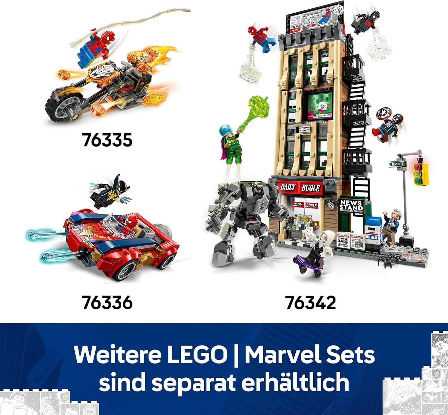LEGO | Marvel Großer Showdown: Spider-Man vs. Sandman - Spiderman Spielzeug mit 3 Minifiguren - Spider Man, Venom und Sandma - Kinder Geschenk für Jungen ab 9 Jahren, Mädchen und Fans - 76334