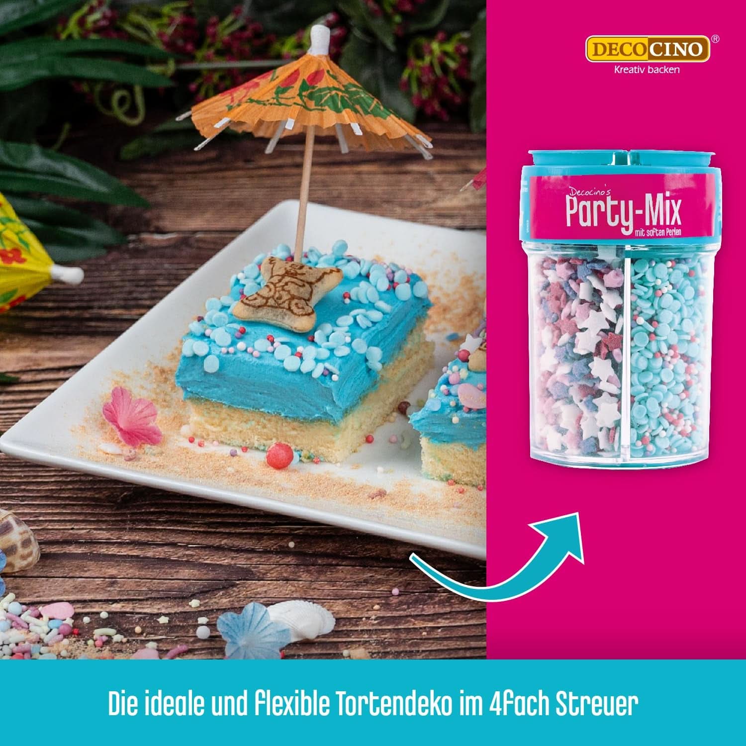 DECOCINO Party Mix, perle de zahăr, decorațiuni de stropit, confetti, 95 grame Naty Shop