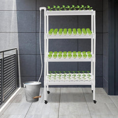 Kit de culture hydroponique avec 108 emplacements de plantation, 4 niveaux avec pompe à eau. Système hydroponique composé de tuyaux en PVC-U de qualité alimentaire pour légumes de maison, de balcon, de jardin et de balcon.