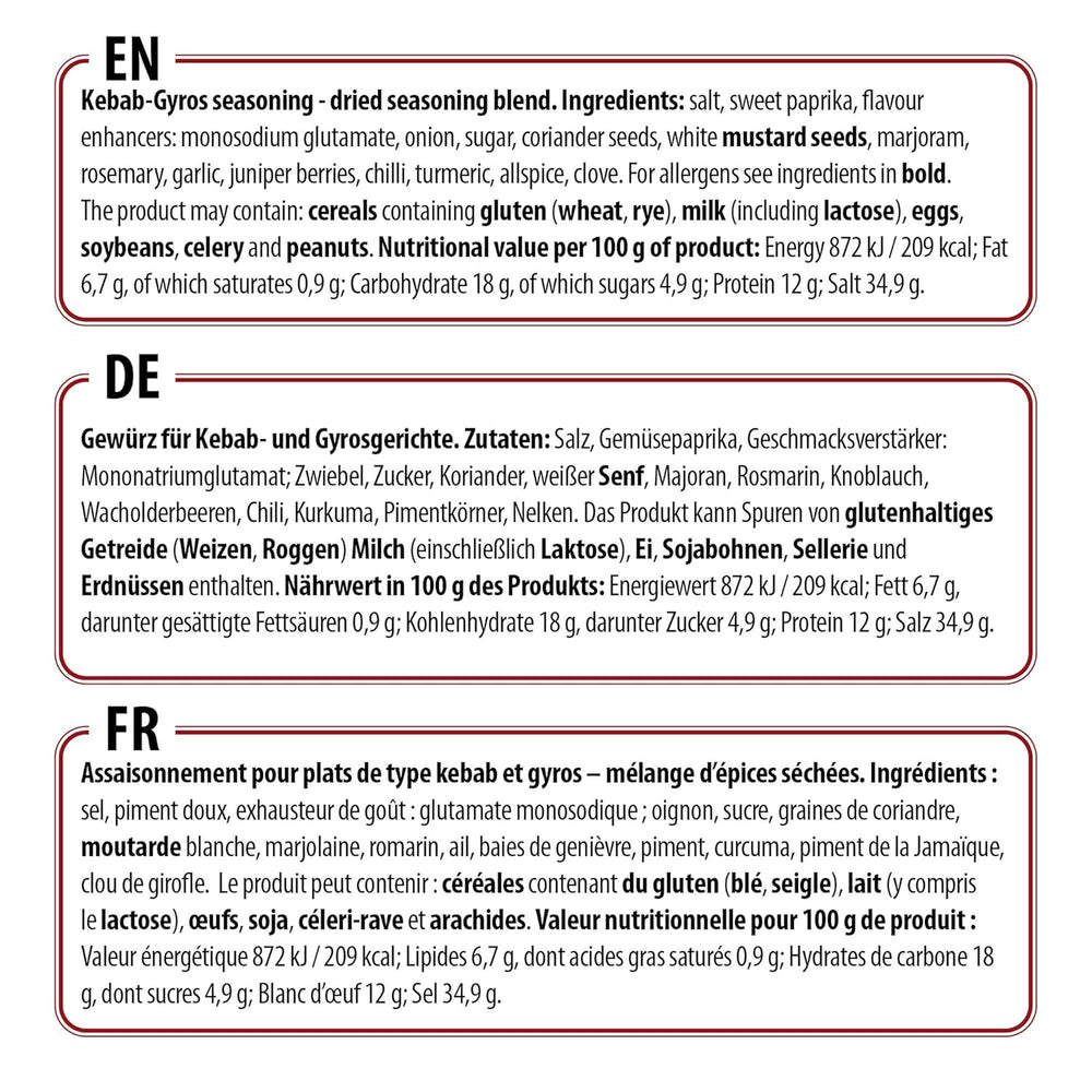 Prymat Gyros Gewürzmischung 900g – mélange aromatique et épicé pour plats Döner, Kebab, poulet, agneau et grillades – idéal pour griller, rôtir et assaisonner les plats de viande méditerranéens