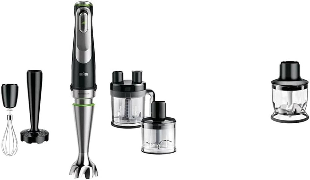 Braun Multiquick 9 MQ 9147X – Mixeur 5 en 1 avec batteur sur socle, mélangeurs, couteaux, tampons et mélangeurs, mélangeur de puissance en cascade, 1200 W, noir/acier Kitchen Naty Shop Bundle avec mélangeurs Mqs 200 Bk 5-en-1 inclus. Machines à cuisiner-Aufsatz