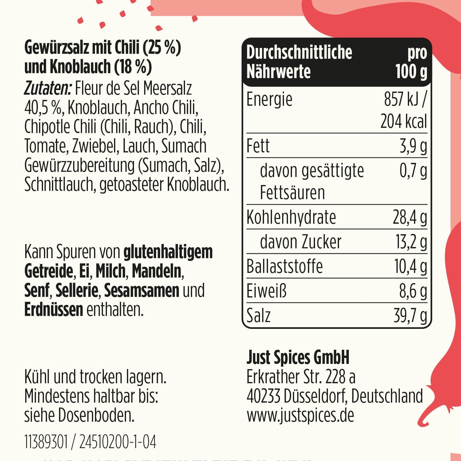 Just Spices Chili Ail Sel I Gewürzmix, der zu allen Gerichten schmeckt I Gewürzdose, 55 g