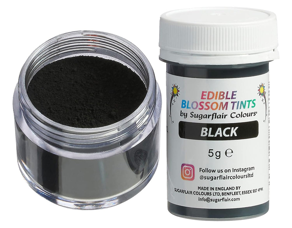 Sugarflair Blossom Tint Dust Black Colorant Alimentaire en Poudre - Colorant Alimentaire en Poudre pour décorations de gâteaux, Fondant, glaçage, Chocolat, crème au Beurre, macarons et Plus - 5G