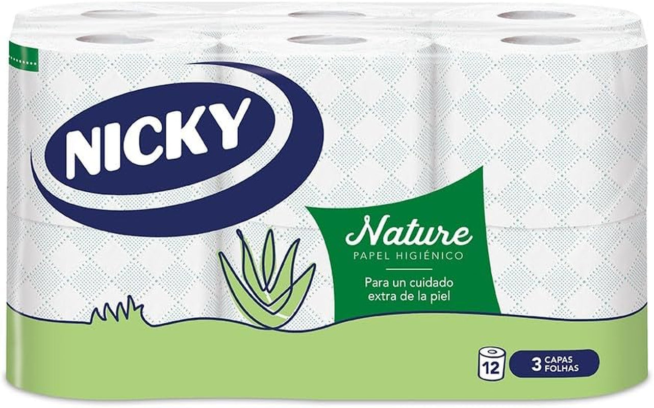 Papier toilette nature, 12 rouleaux, 3 couches