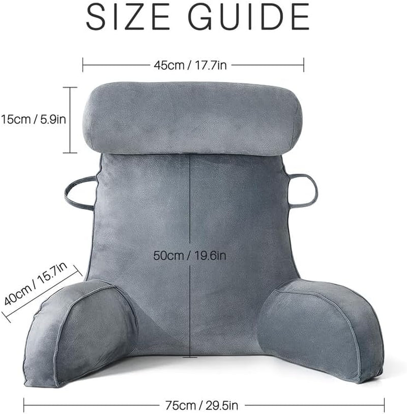 Pernă de citit Mingfuxin pentru pat, pernă de pat cu rolă detașabilă pentru gât și braț de susținere superior pentru a sta în pat, canapea, podea, pernă de citit cu spătar pentru adulți, pernă de spate pentru citit, vizionat la televizor