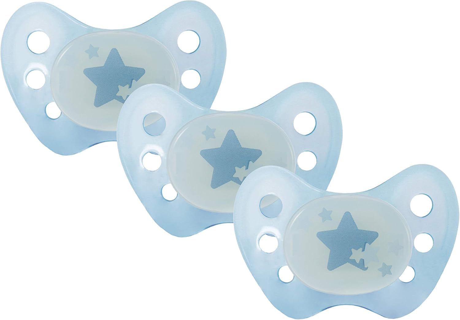 Lot de 3 sucettes dentaires de nuit en silicone - Taille 3 à partir de 14 mois - Sucettes qui brillent dans le noir de qualité dentaire - Sans BPA - Fabriquées en Allemagne - Lune, Jaune