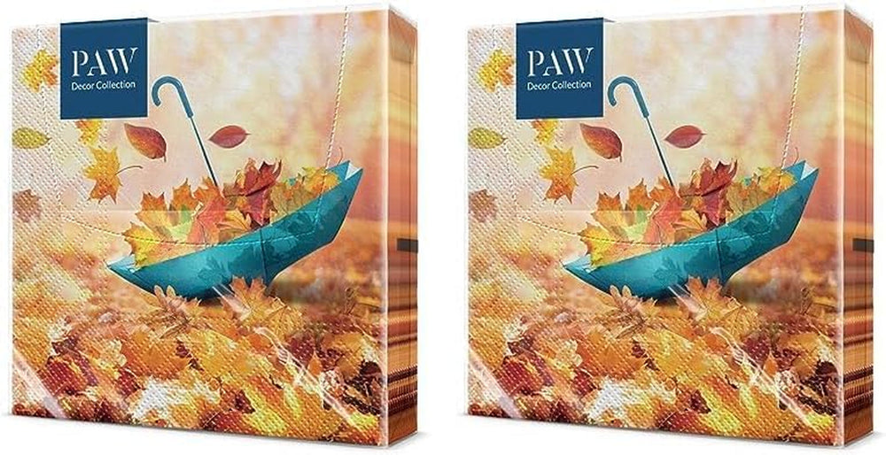 PAW - Serviettes 3 épaisseurs (33 X 33 cm) I 20 pièces I Parfaites pour les anniversaires, fêtes, rendez-vous I Décorations de table d'automne I Serviettes en papier colorées - Pétales jaunes de tournesol I Tournesol dansant