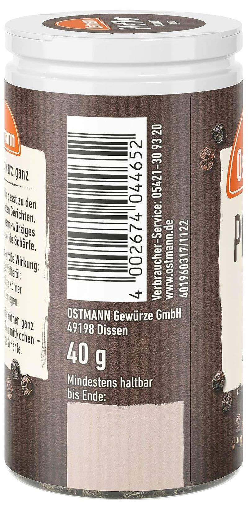 Ostmann Gewürze - Pfeffer schwarz ganz | 40 g dans Der Streudose