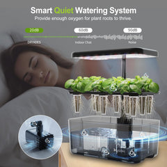 Système de culture hydroponique : 8 capsules, lampe LED à spectre complet de 24 W avec avertissement de faible niveau d'eau | Jardin intérieur pour cuisine, salon, école | Idée cadeau pour les jardiniers amateurs