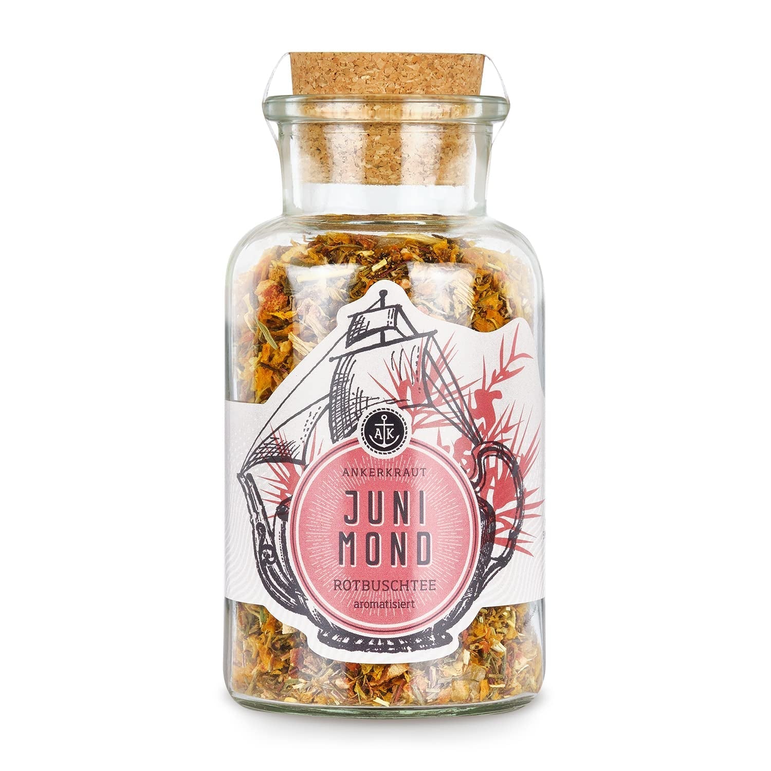 Ankerkraut Ceai roșu de portocale și maracuja, 90 g în borcan de plută, ceai vrac de calitate premium, idee de cadou, băutură pentru bunăstare