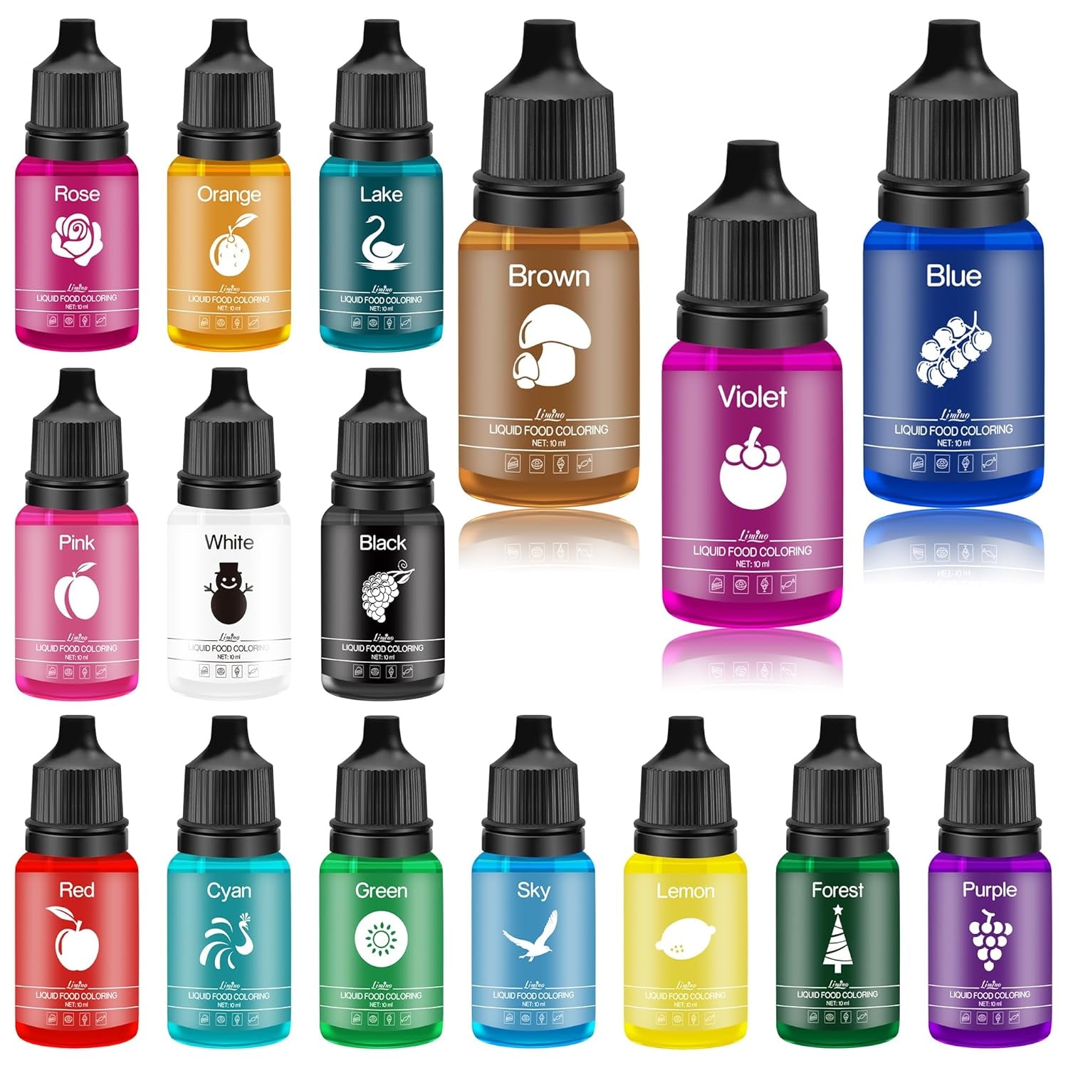 Colorant alimentar - 20 de culori x 10 ml coloranți alimentari lichizi pentru prăjituri, copt, fursecuri, macaroane - Colorant alimentar concentrat fără zahăr pentru decorarea torturilor, băuturi, ouă de Paște, slime DIY