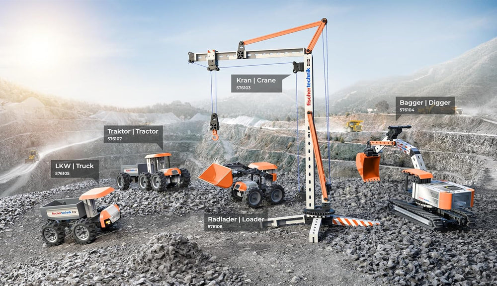 fischertechnik Truck 576105 – Jeu de construction pédagogique, LKW-Spielzeug-Bausatz für Kinder ab 7 Jahren, orange