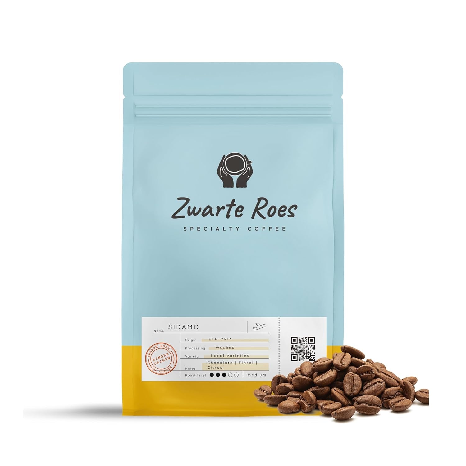 Ethiopie Sidamo – Spezialitätenkaffee (ganze Bohnen) 250 g & 1 kg – 100% Arabica, medium Röstung – Fruchtig & blumig : Zitrusfrüchte, Bergamotte, Aprikose – Pour Espresso & Filterkaffee