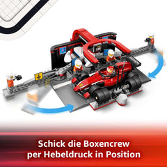 LEGO City F1 Boxenstopp mit Boxencrew und Ferrari Flitzer - Formel 1 Pit Stop Set mit 1 Rennfahrer und 4 Mechaniker Minifiguren - Spielzeug Rennauto für Jungen und Mädchen ab 6 Jahren - 60443