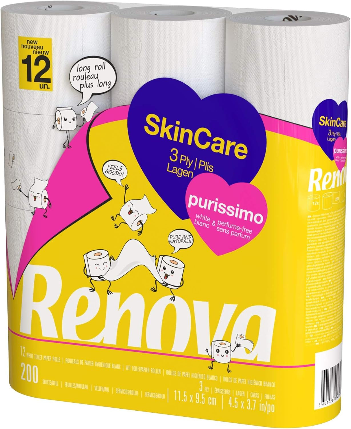 Renova Skincare Purissimo hârtie igienică, 12 role, alb