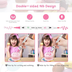 Stylos colorants alimentaires pour la pâtisserie, stylos colorants alimentaires pour œufs de Pâques, stylos colorants fondants, 12 marqueurs à pointe fine, aliments, écrivain pour biscuits, gâteaux, fondants, desserts, stylo d'écriture comestible
