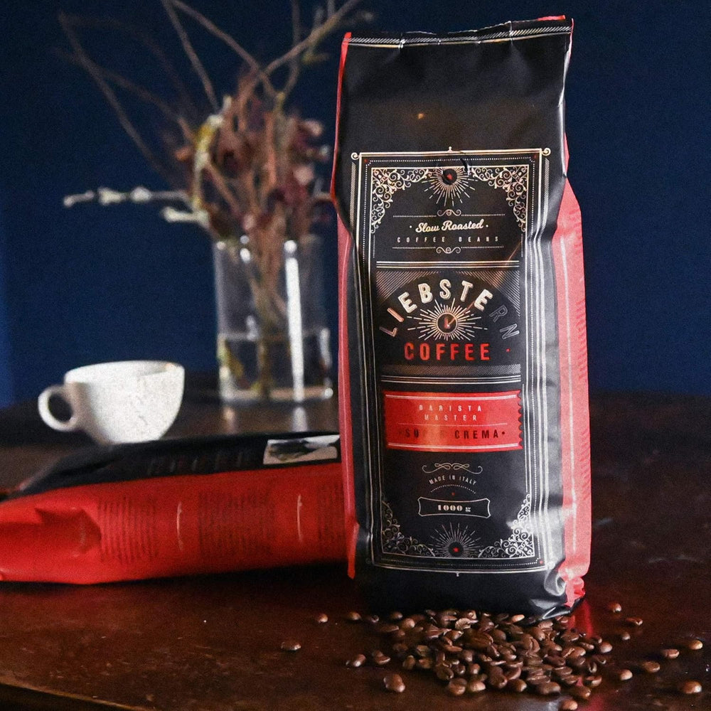 NOUVEAU | CAFÉ LIEBSTERN | Café en grains 1kg | SUPER CRÈME | Café à très faible acidité | Les meilleurs grains d'espresso pour machines entièrement automatiques | Torréfaction moyenne avec beaucoup de saveur