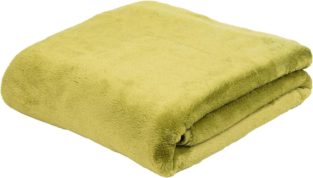 Gözze - Couverture Confortable Sensation Cachemire Premium, 500 G/M², 180 X 220 Cm - Moutarde Lits et Couvertures Besuche den Gözze-Store Vert Citron 180 X 220 Cm