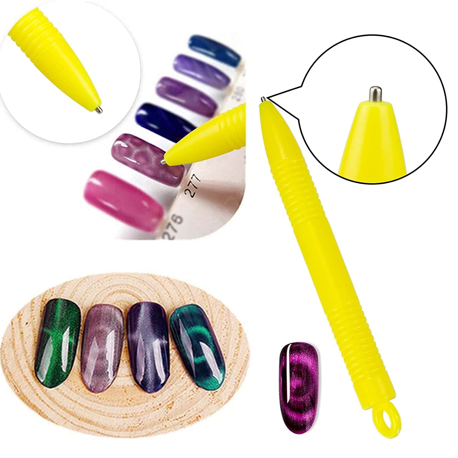 Nail Art Werkzeug Magnetstift, 10 Stück Nagel Magnet Stick Tool Set, Nagel Magnet Stift et Starker Magnet Stock Punktierungsstifte for DIY 3D Magnetics Katzenauge UV Gel Polnisch Nagel Kunst