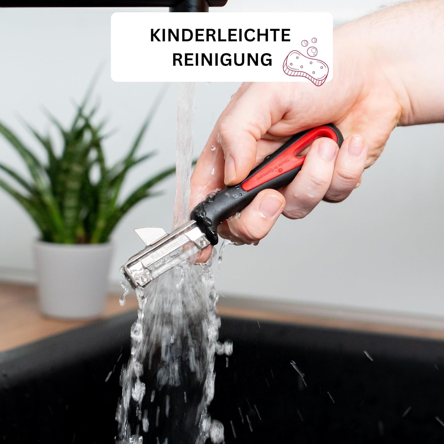 Westmark 29092270 Sparschäler Gallant, PP/Tpe/Edelstahl, Schwarz/Rot, 16,5 x 3,7 x 2 cm éplucheur Naty Shop