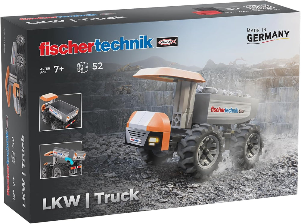 fischertechnik Truck 576105 – Jeu de construction pédagogique, LKW-Spielzeug-Bausatz für Kinder ab 7 Jahren, orange