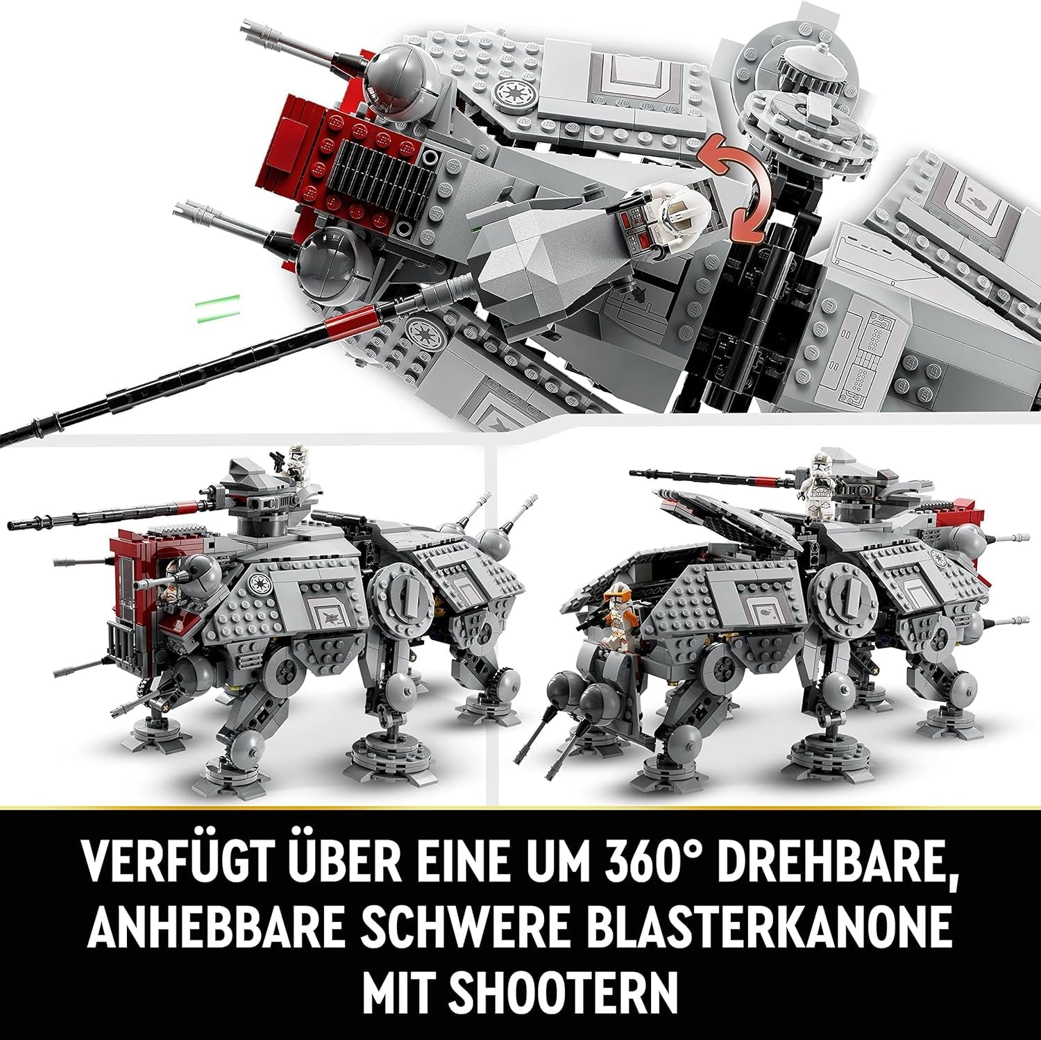 LEGO Star Wars At-Te Walker Mobile Toy Model Minifigure Set comprenant 3 soldats clones, des droïdes de combat et un droïde araignée nain 75337 Jeux de construction Besuche an LEGO-Store